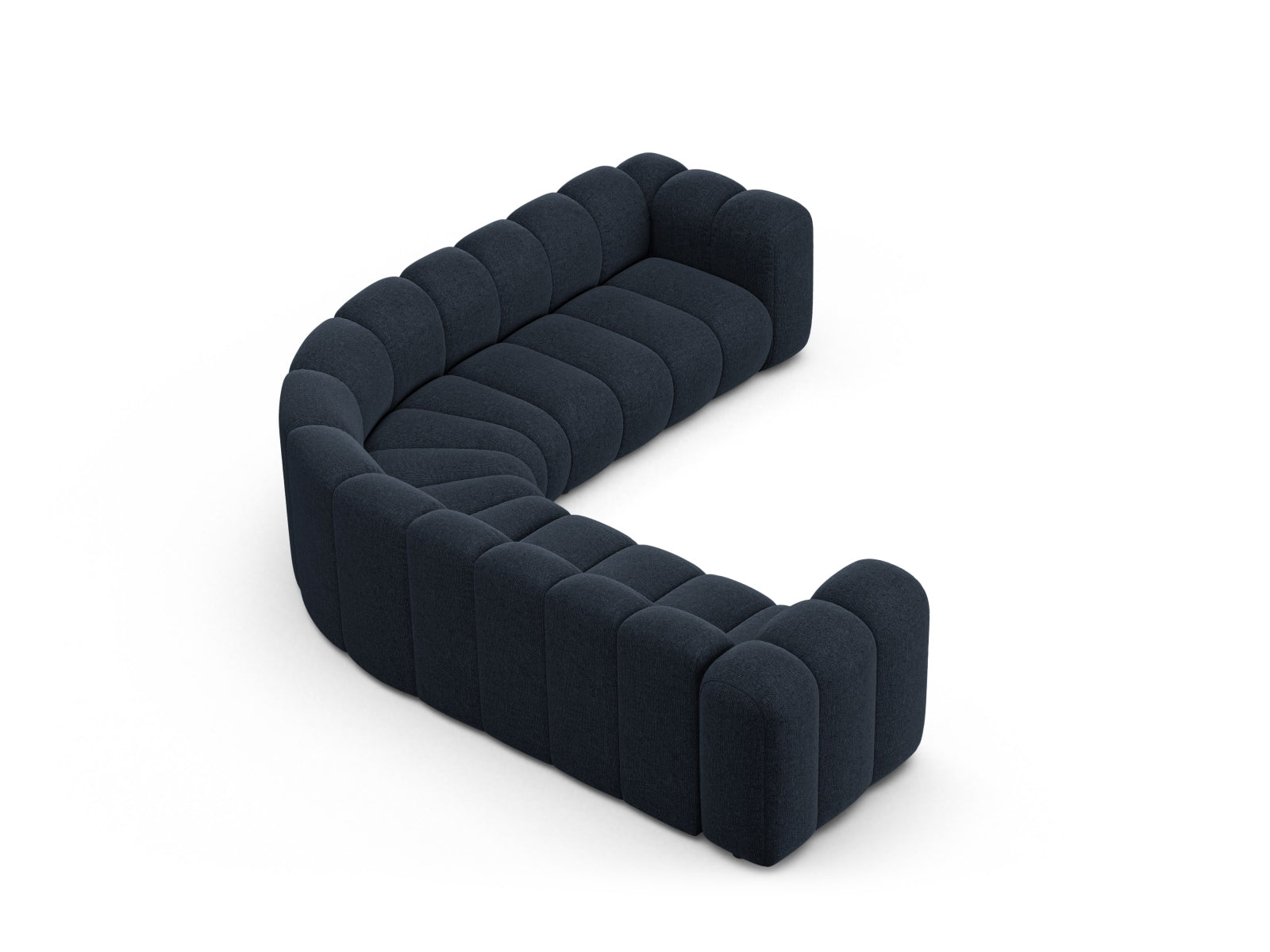Modernes 5-Sitzer Ecksofa Lupine von Micadoni in Navy Blue-Eden, perfekt für gemütliche und stilvolle Wohnlandschaften.