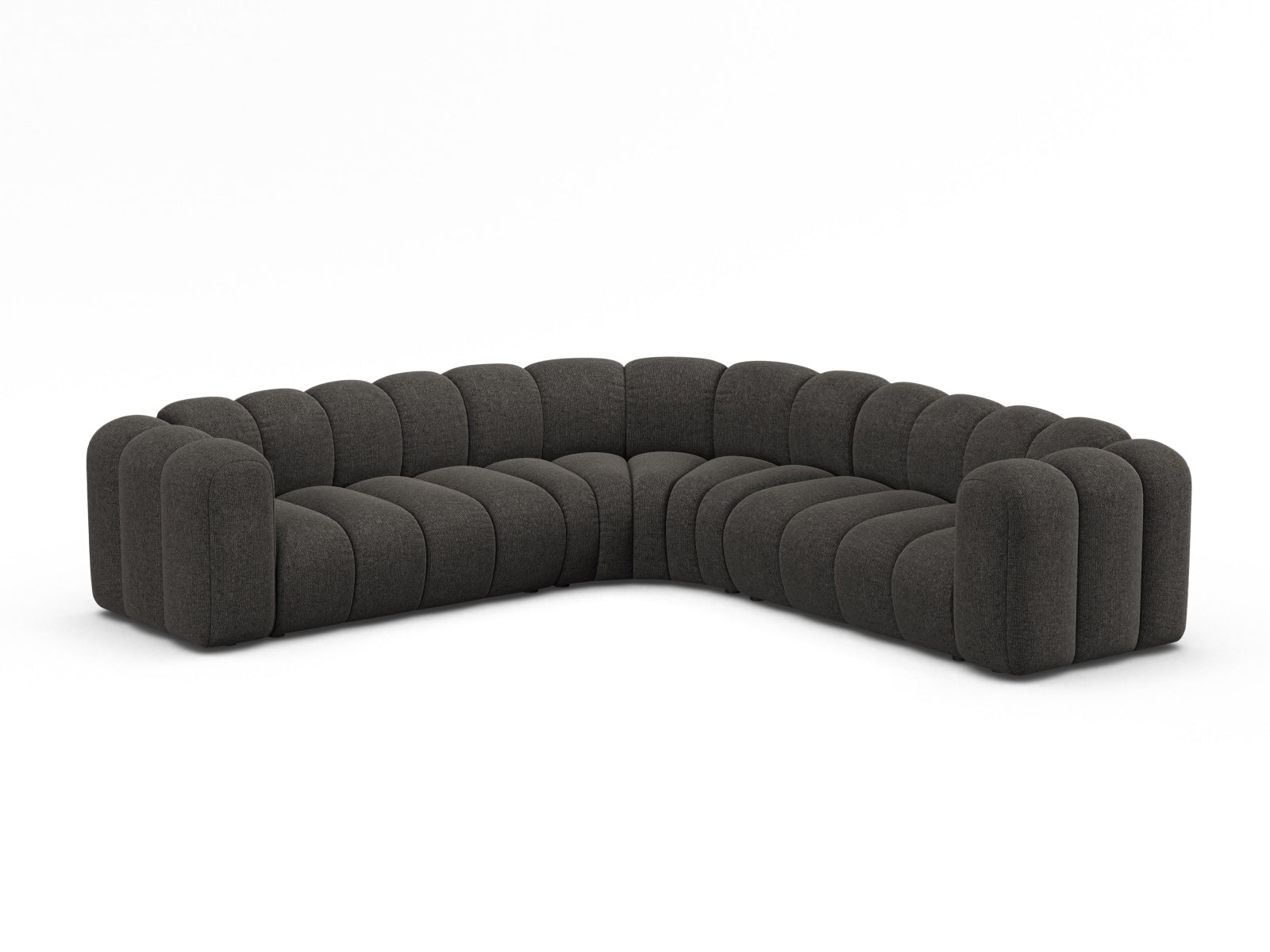 Elegantes, modulares Ecksofa in Dunkelgrau von Micadoni, ideal für stilvolle Wohnräume und gemütliche Abende.