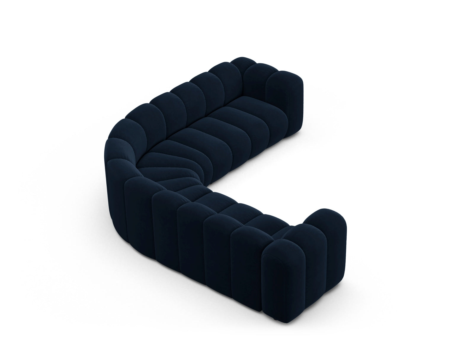 Modernes 5-Sitzer Ecksofa Lupine in Royal Blue-Salvador, perfekt für gemütliche und stilvolle Wohnbereiche von Micadoni.