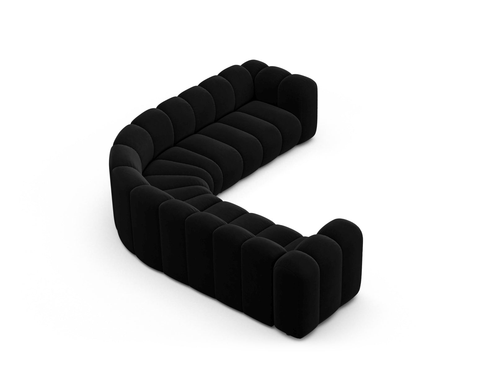 Stylisches, modulares Ecksofa von Micadoni in Schwarz, perfekt für gesellige Abende und komfortable Entspannung für bis zu fünf Personen.