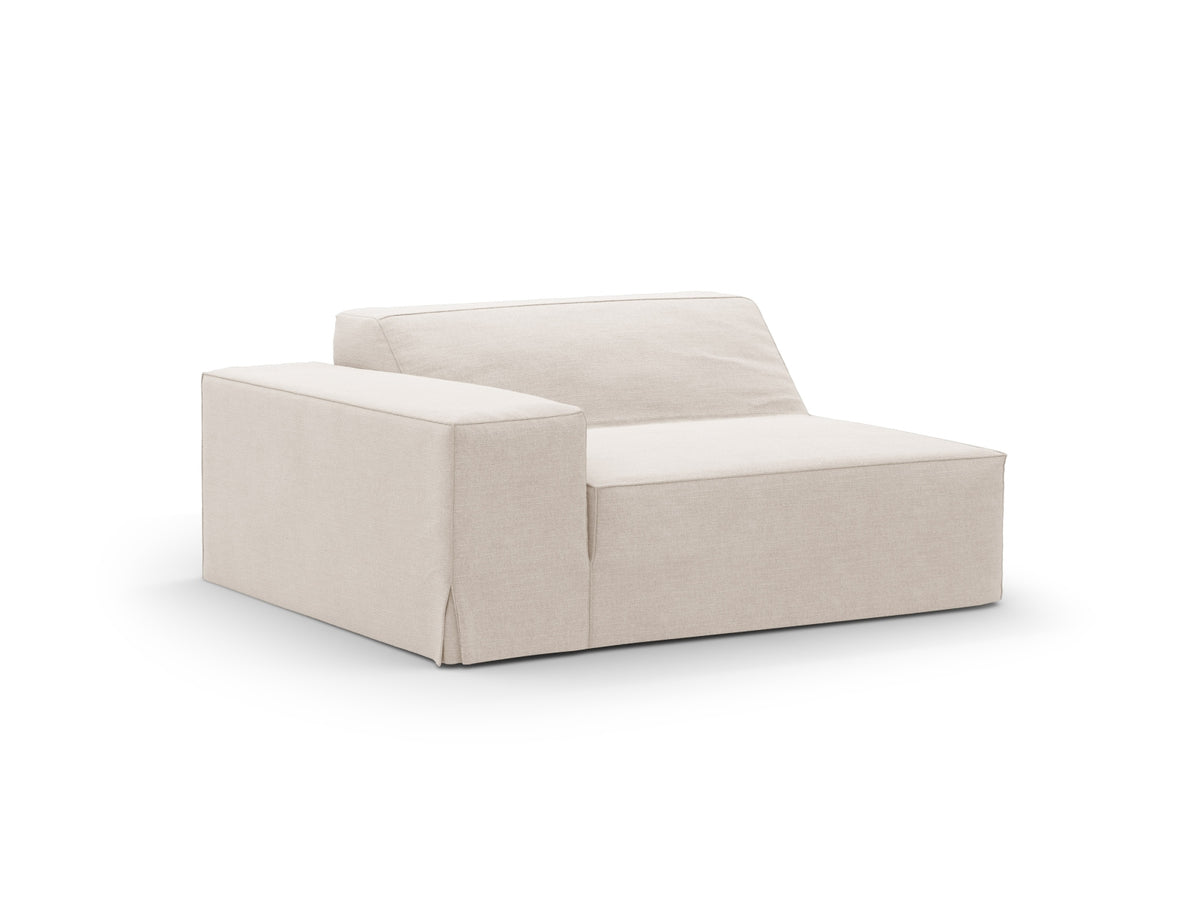 Modulbezug Jodie links in Beige-LINS von Micadoni, Leinen-Chenille-Stoff, Grösse 122x99x1 cm, für modulares Ecksofa