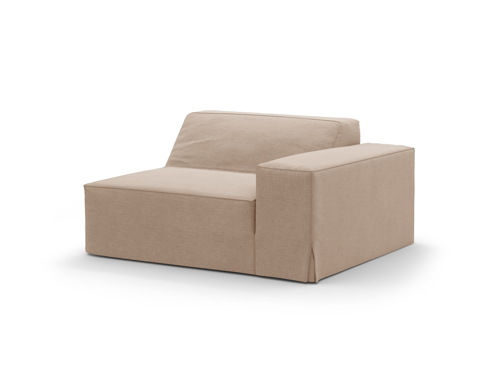 Eleganter Bezug für das rechte Modul des Jodie Sofas in warmen Sandnuancen, ideal für zeitgemäße Einrichtungsideen. Hochwertige Verarbeitung von Micadoni.