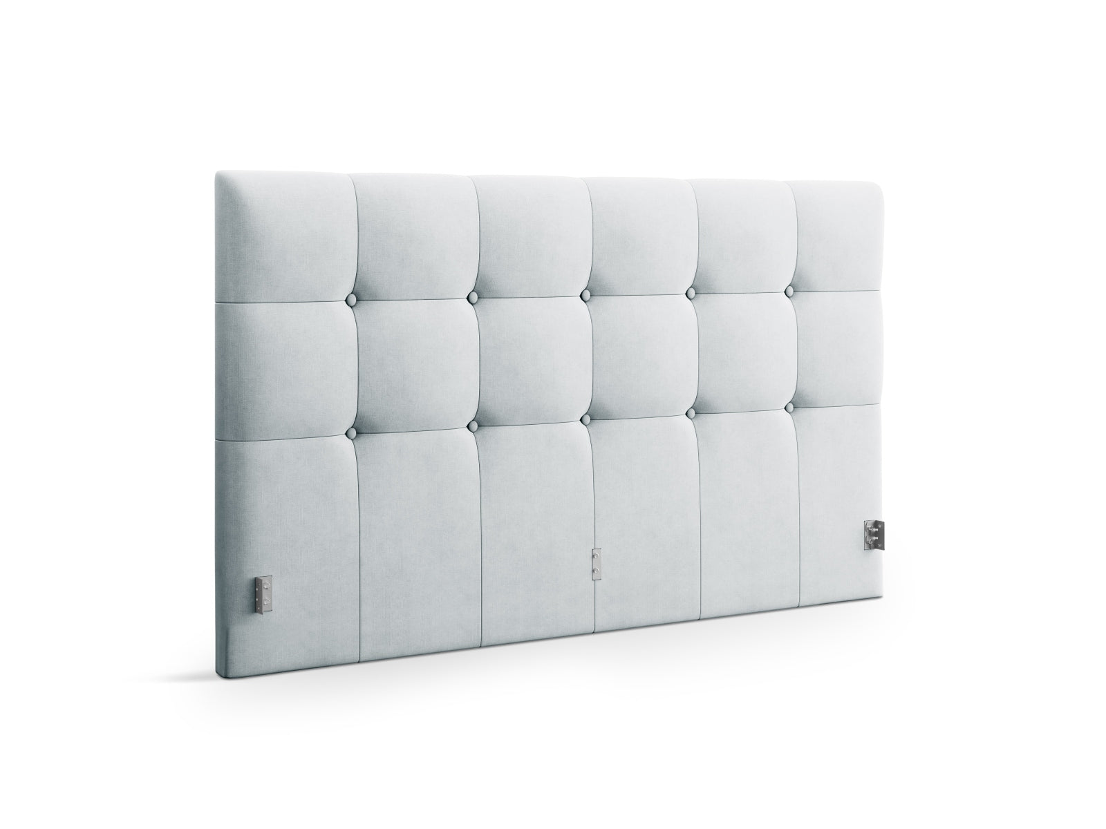 Modernes Kopfteil Phaedra in zartem Hellgrau, perfekt für eine elegante Schlafzimmeratmosphäre. Hochwertige Materialien von Micadoni.