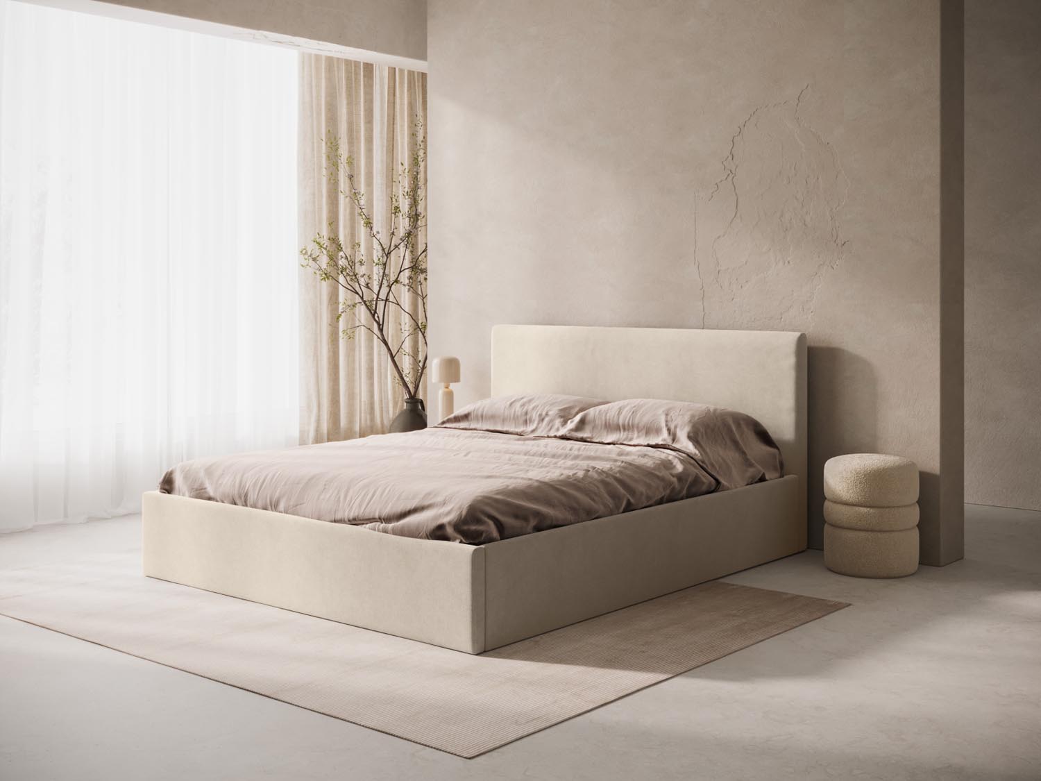 Elegantes Remo Kopfteil in warmem Cappuccino-Moly, ideal für stilvolle Schlafzimmergestaltung. Hochwertige Verarbeitung von Micadoni.