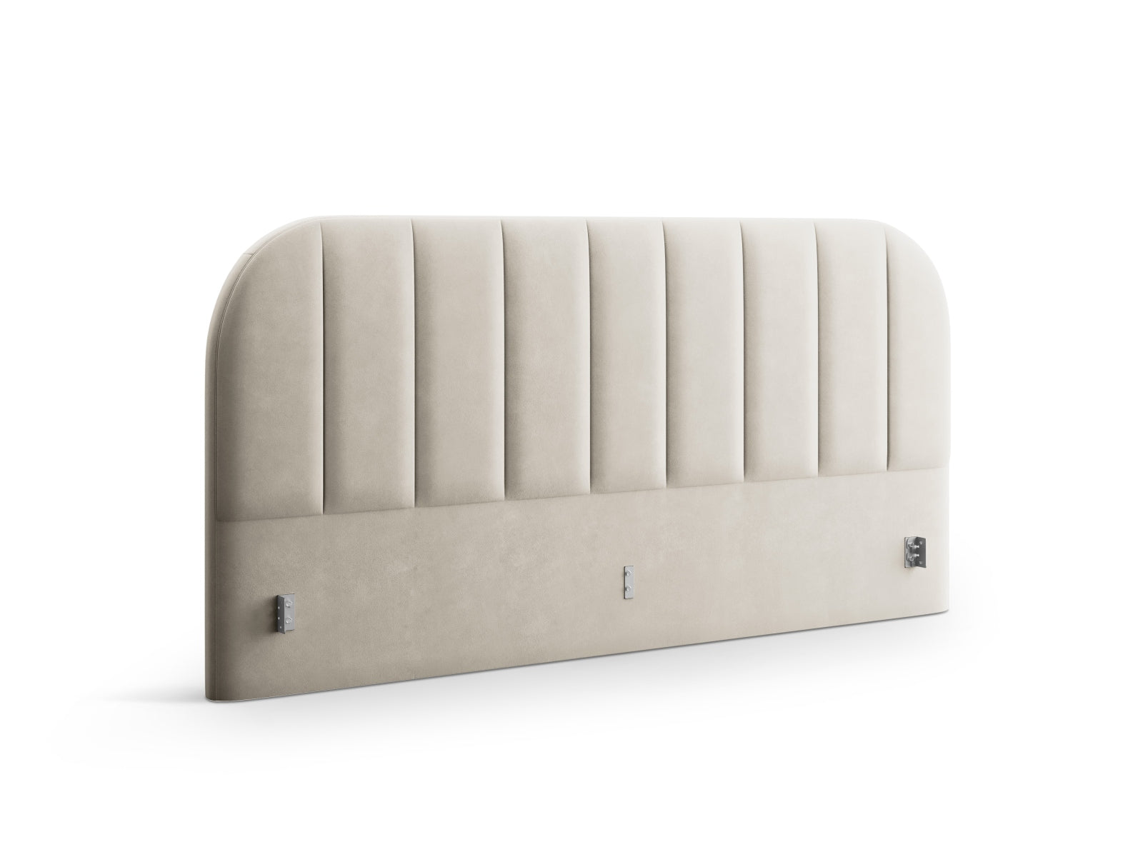 Stilvolles Kopfteil Billy aus Velours in dunkelbeige, perfekt für ein zeitgemäßes Schlafzimmerdesign.