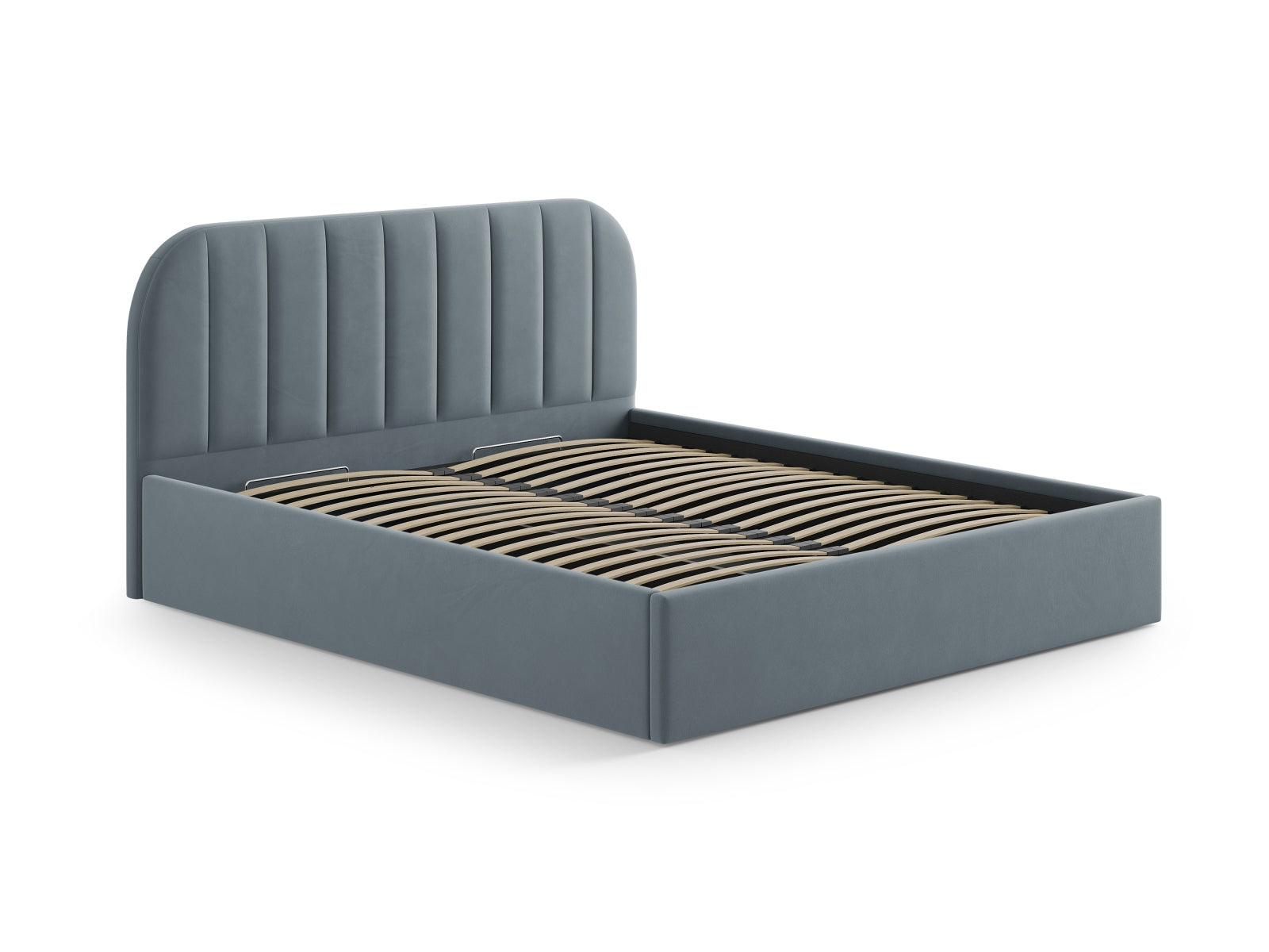 Elegantes Velour-Kopfteil Billy in sanftem Hellblau, ideal für ein modernes Schlafzimmer-Design. Hochwertige Verarbeitung von Micadoni.