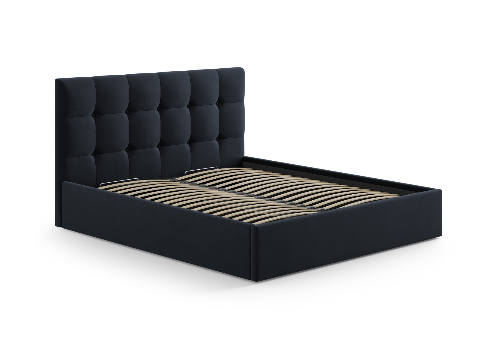 Elegantes Phaedra Velour Kopfteil in sattem Blau, ideal für moderne Schlafzimmer und geschmackvolle Einrichtungselemente.