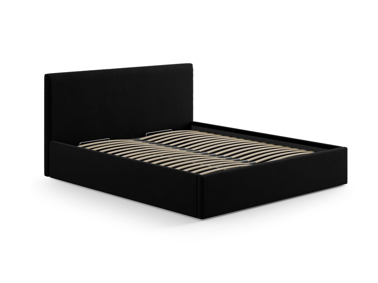 Elegantes Kopfteil aus schwarzem Remo Velour von Micadoni, ideal für stilvolle Schlafzimmergestaltung. Hochwertige Verarbeitung trifft modernes Design.