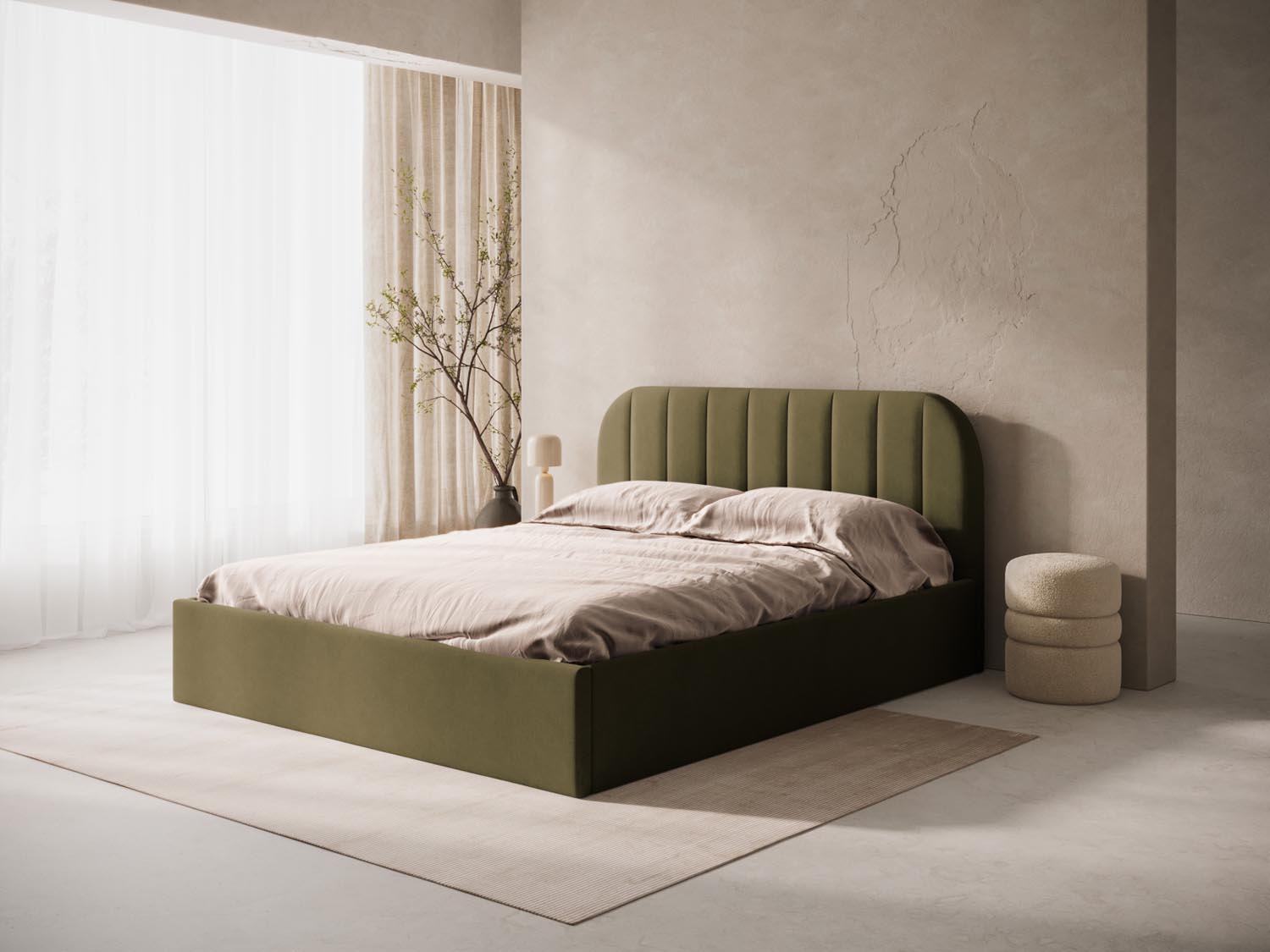 Stilvolles Kopfteil Billy in zartem Grün, perfekt für moderne Schlafzimmer. Hochwertige Materialien und elegantes Design von Micadoni.