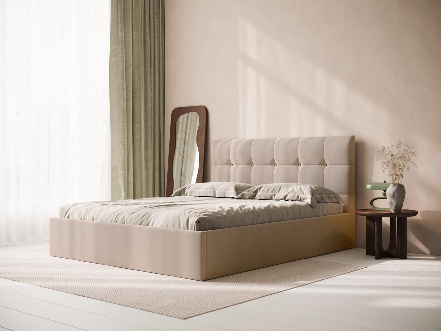 Stilvolles Kopfteil Phaedra in warmem Cappuccino, perfekt für moderne Schlafzimmer. Hochwertige Materialien und elegantes Design von Micadoni.