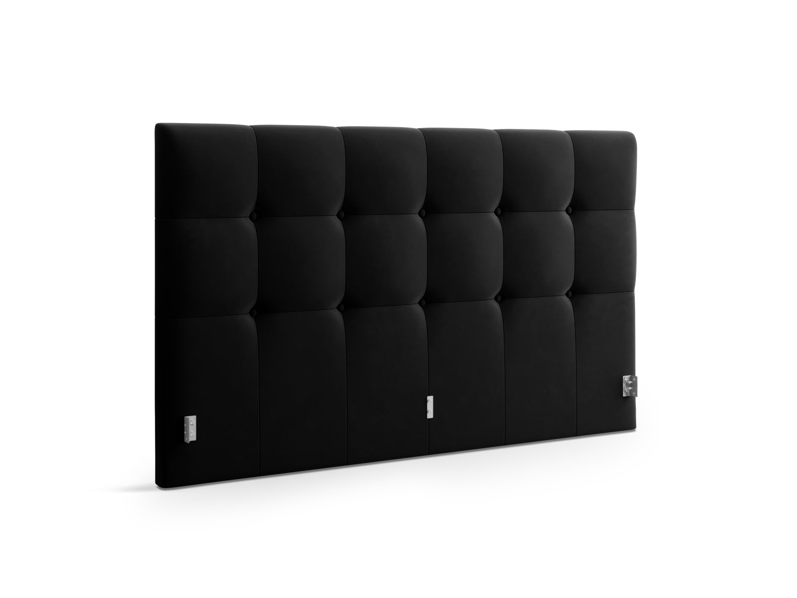 Elegantes Phaedra Velour Kopfteil in tiefem Schwarz-Bluvel, ideal für eine stilvolle und moderne Schlafzimmergestaltung.