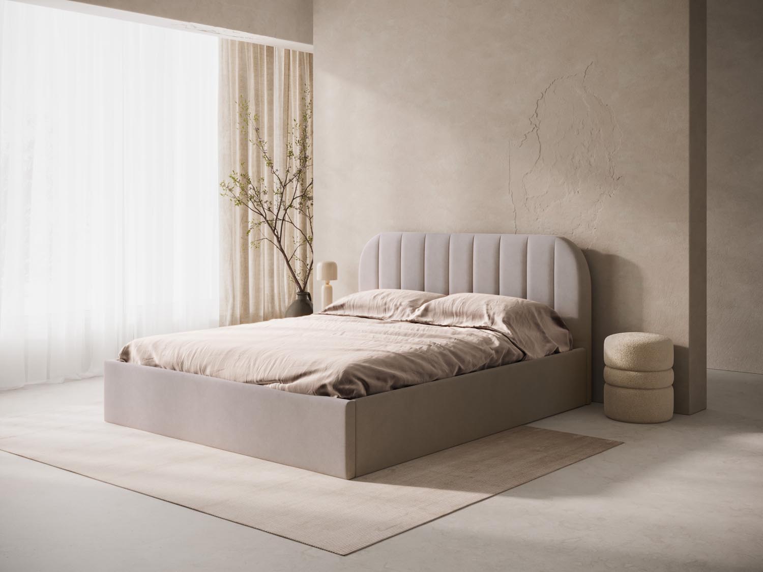 Elegantes Kopfteil Billy von Micadoni in sanftem Cappuccino, ideal für moderne Schlafzimmer und gemütliche Wohnambiente.