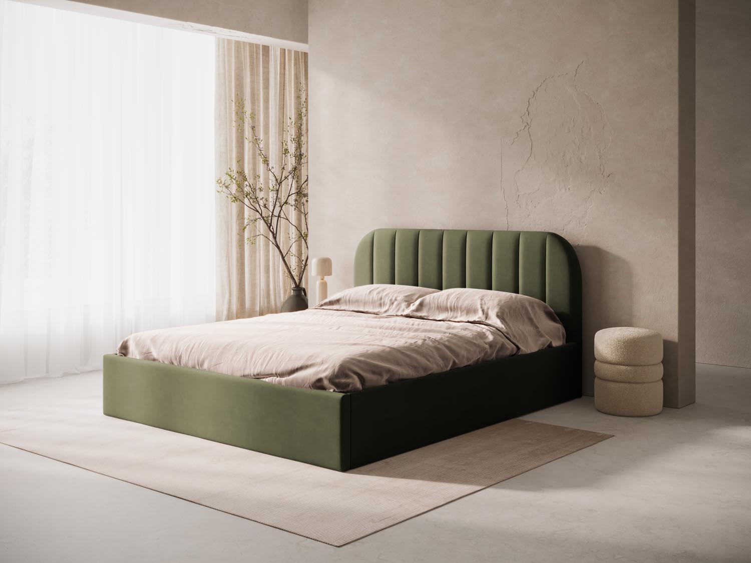 Elegantes Billy Velour Kopfteil von Micadoni, das mit seiner luxuriösen Oberfläche und modernen Linien das Schlafzimmer stilvoll aufwertet.