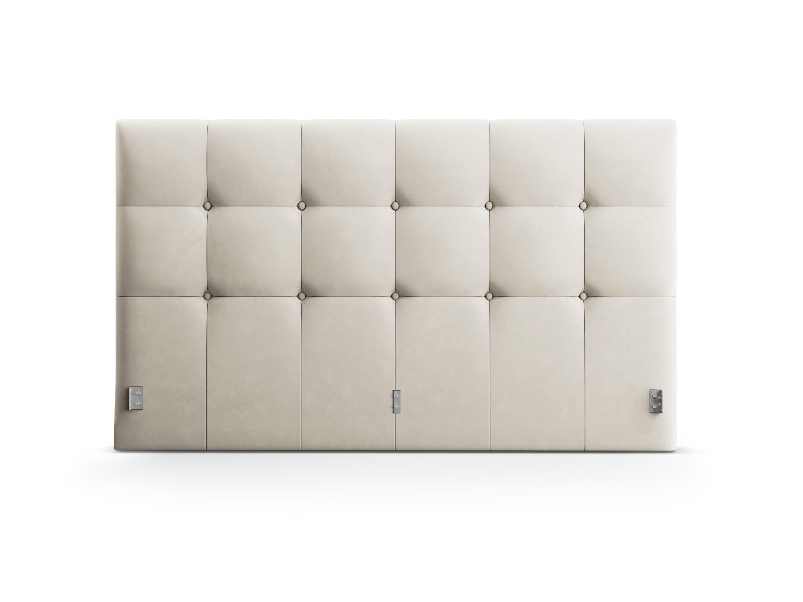 Luxuriöses Velour-Kopfteil Phaedra in sanftem Dunkelbeige, perfekt für eine elegante und moderne Schlafzimmeratmosphäre.