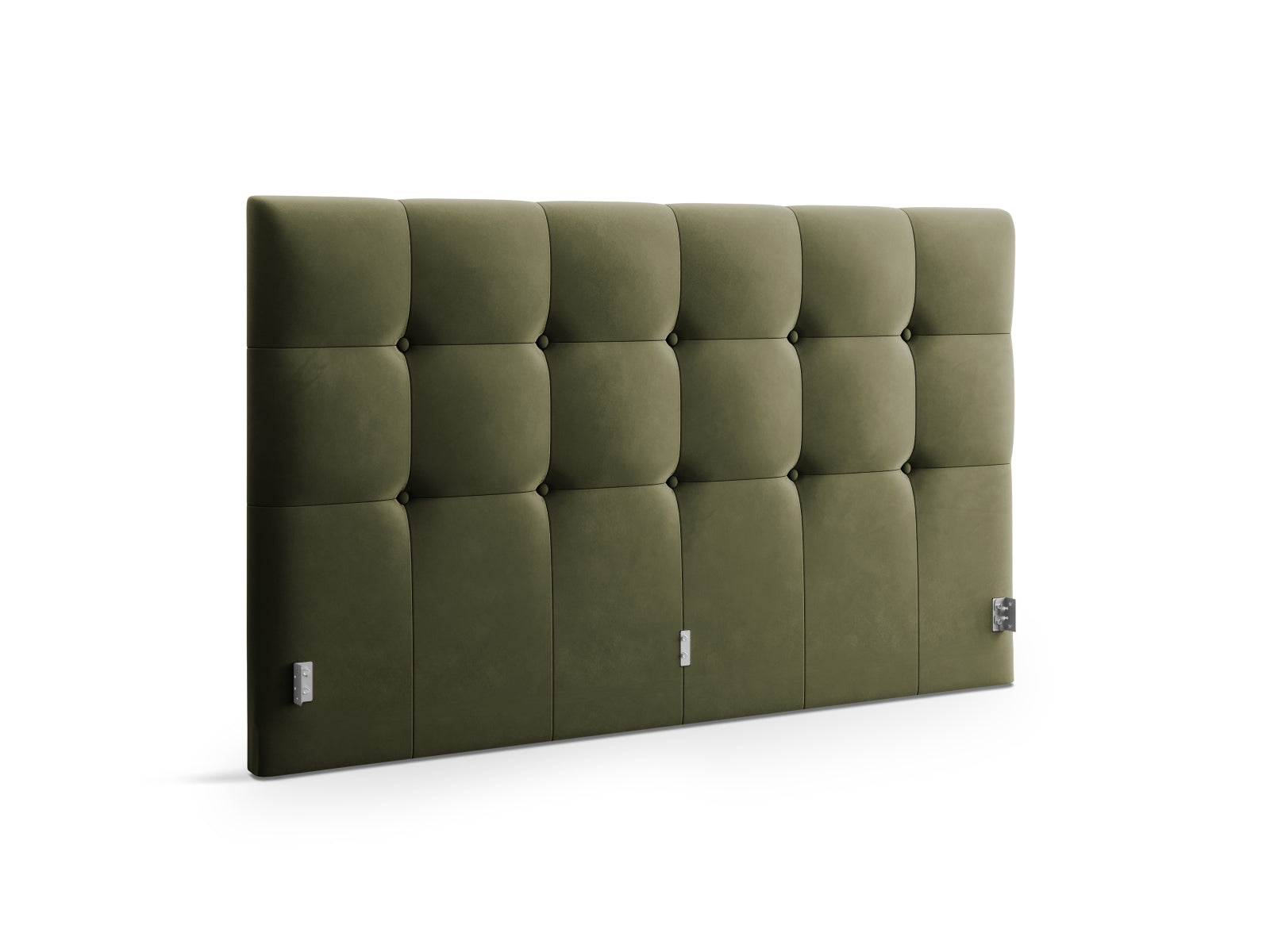 Luxuriöses Phaedra Velour Kopfteil in sanften Grüntönen, perfekt für eine elegante Schlafzimmeratmosphäre. Hochwertige Materialien von Micadoni.