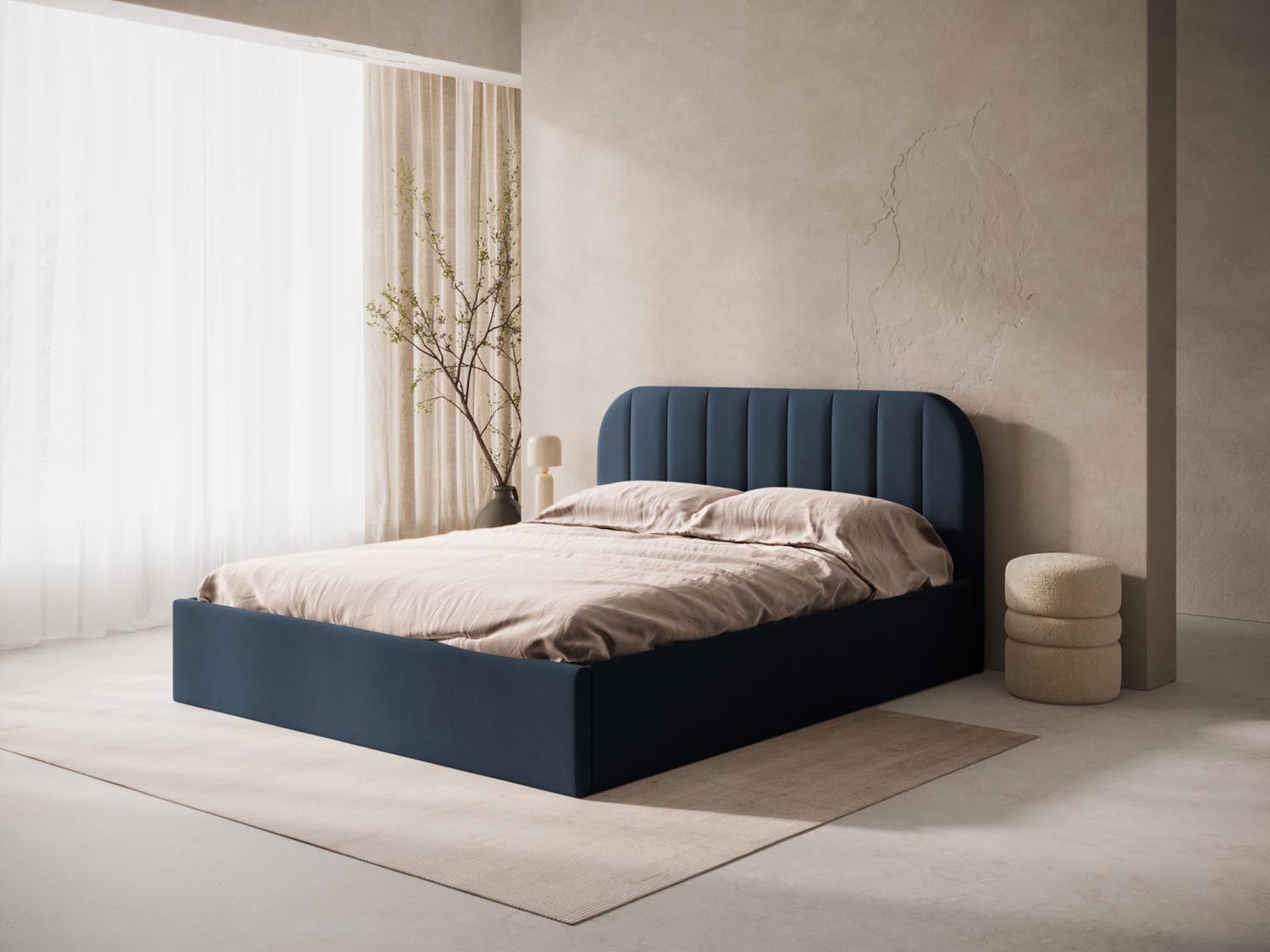 Stilvolles Billy Kopfteil in edlem Blau von Micadoni, perfekt für moderne Schlafzimmer. Hochwertige Materialien und zeitgemäße Ästhetik vereinen sich.