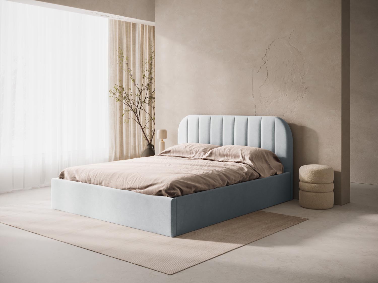 Stilvolles Kopfteil Billy von Micadoni in sanftem Grau, perfekt für moderne Schlafzimmer und geschmackvolle Wohnkonzepte.