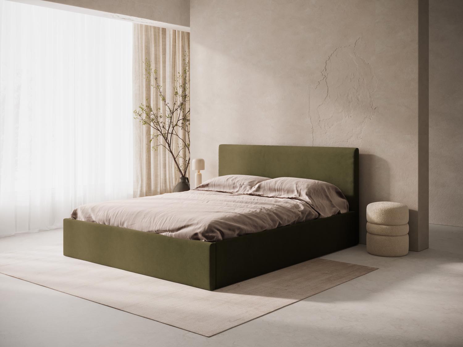 Stilvolles Kopfteil Remo in zartem Grün, perfekt für moderne Schlafzimmer. Hochwertige Materialien und elegantes Design von Micadoni.