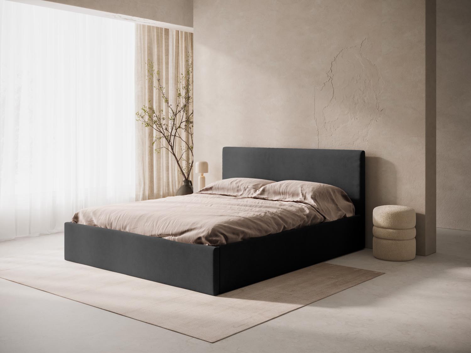 Stilvolles Kopfteil Remo in edlem Anthrazit von Micadoni, perfekt für ein modernes Schlafzimmerambiente. Hochwertige Materialien und elegantes Design.