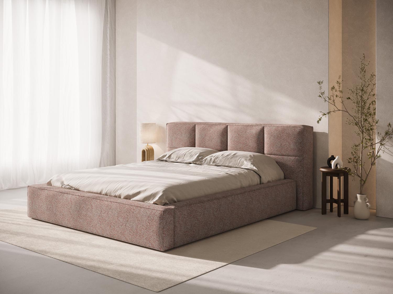 Elegantes Kopfteil Darren in sanftem Pink Melange, ideal für zeitgemäße Schlafzimmergestaltung. Hochwertige Verarbeitung und modernes Design.