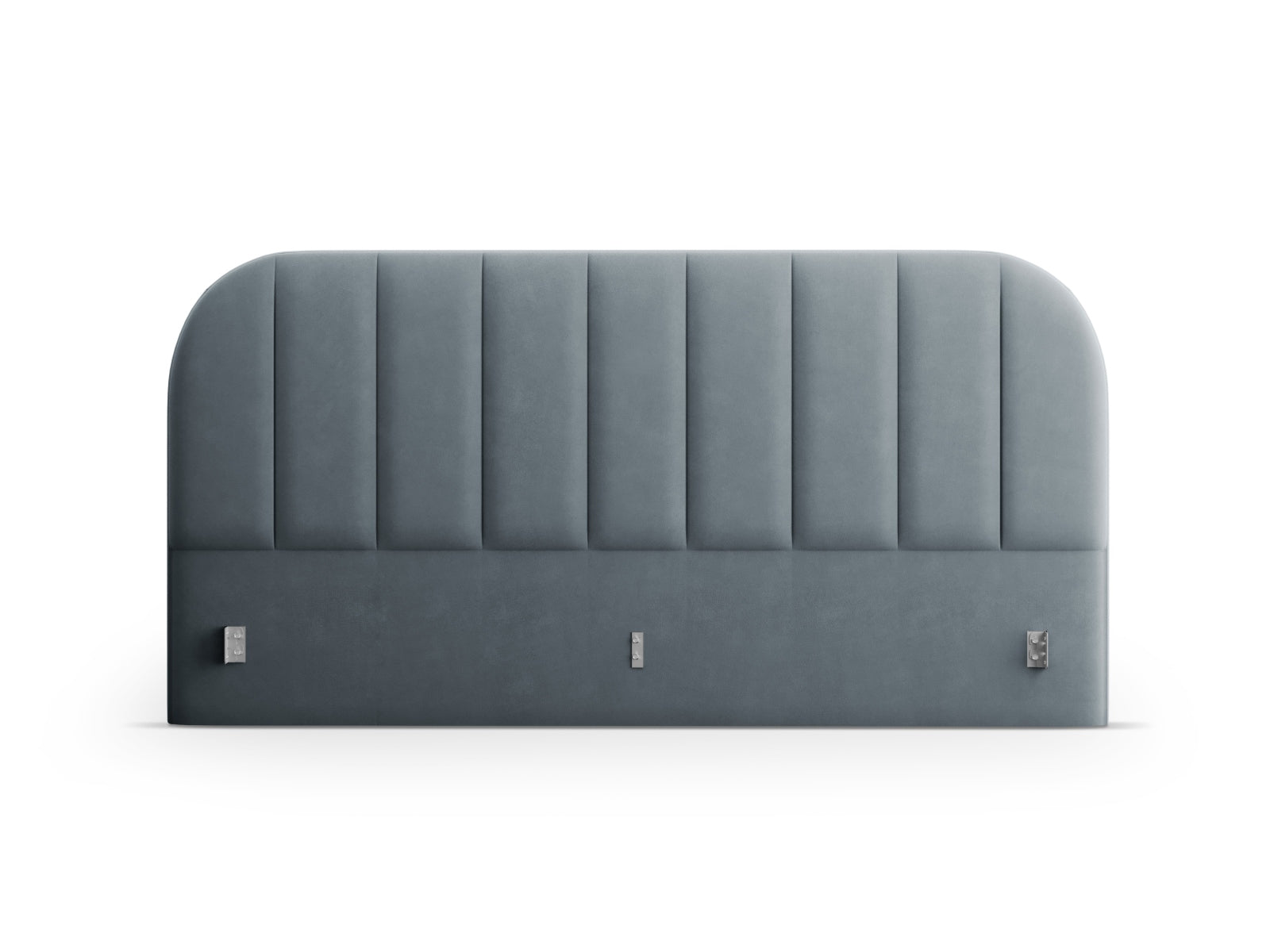 Elegantes Kopfteil Billy in sanftem Hellblau aus luxuriösem Velour, ideal für eine stilvolle Schlafzimmergestaltung.