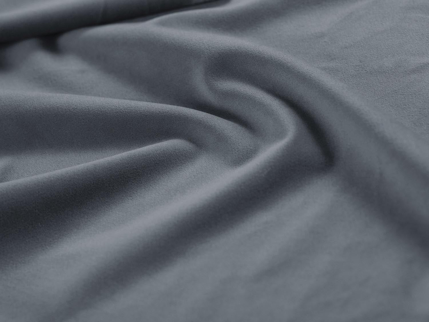 Elegantes Kopfteil Phaedra aus weichem Velour in sanftem Blau, ideal für stilvolle Schlafzimmer und harmonische Wohnkonzepte.