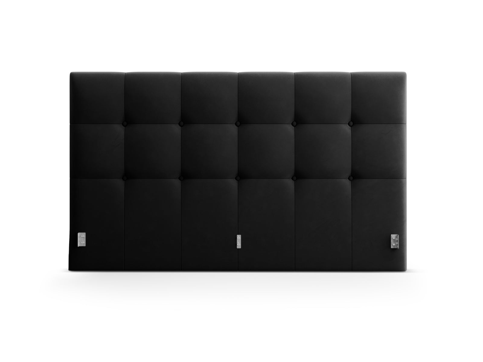 Elegantes Phaedra Velour Kopfteil in tiefem Schwarz-Bluvel, ideal für moderne Schlafzimmer und geschmackvolle Wohnkonzepte.
