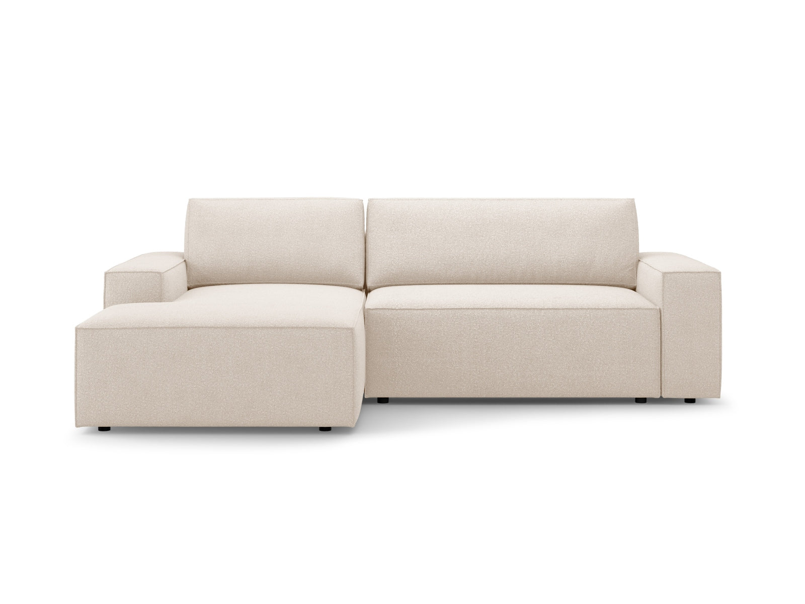 Jodie Boucle Ecksofa links mit Schlaffunktion und Stauraumbox 3 Sitzer in Beige präsentiert im Onlineshop von KAQTU Design AG. Ecksofa links ist von Micadoni