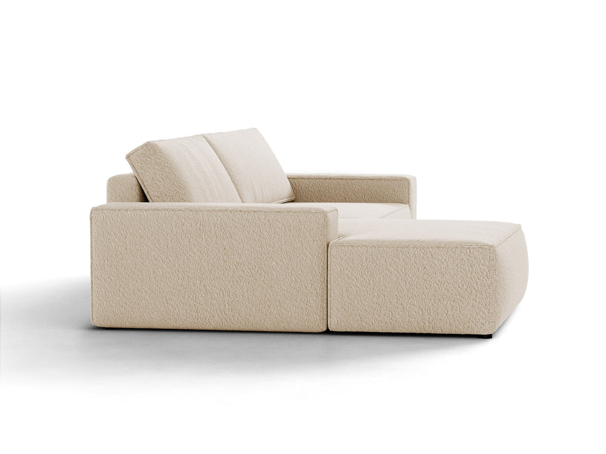 Jodie Boucle Ecksofa links mit Schlaffunktion und Stauraumbox 3 Sitzer in Beige-Baloo präsentiert im Onlineshop von KAQTU Design AG. Bettsofa links ist von Micadoni