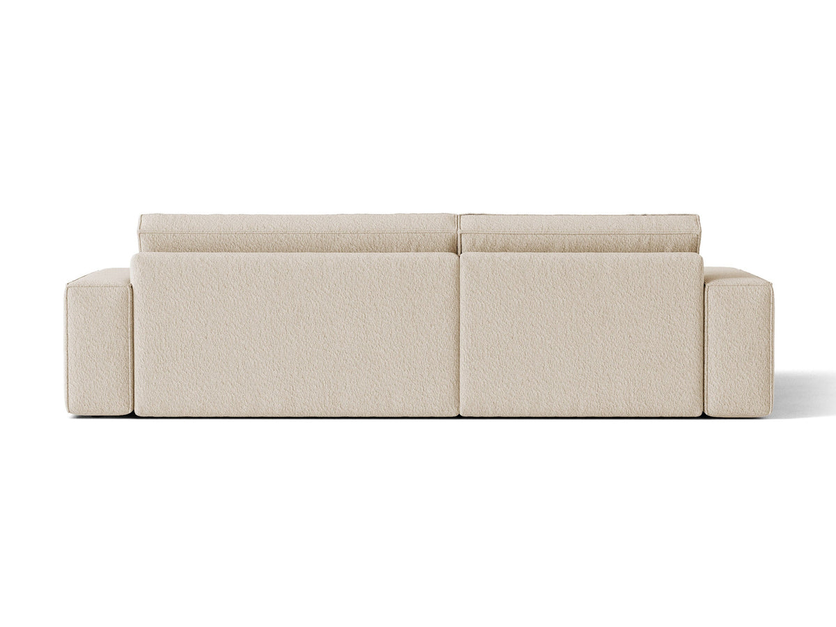 Jodie Boucle Ecksofa links mit Schlaffunktion und Stauraumbox 3 Sitzer in Beige-Baloo präsentiert im Onlineshop von KAQTU Design AG. Bettsofa links ist von Micadoni