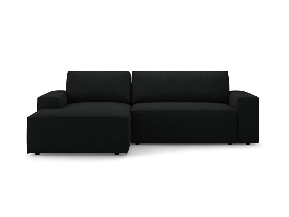 Jodie Boucle Ecksofa links mit Schlaffunktion und Stauraumbox 3 Sitzer in Black-Baloo präsentiert im Onlineshop von KAQTU Design AG. Bettsofa links ist von Micadoni
