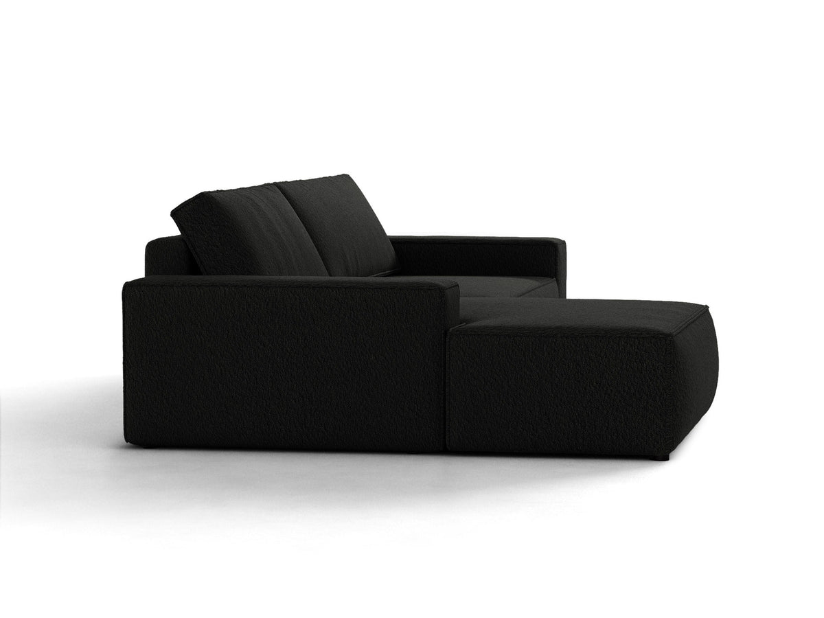 Jodie Boucle Ecksofa links mit Schlaffunktion und Stauraumbox 3 Sitzer in Black-Baloo präsentiert im Onlineshop von KAQTU Design AG. Bettsofa links ist von Micadoni