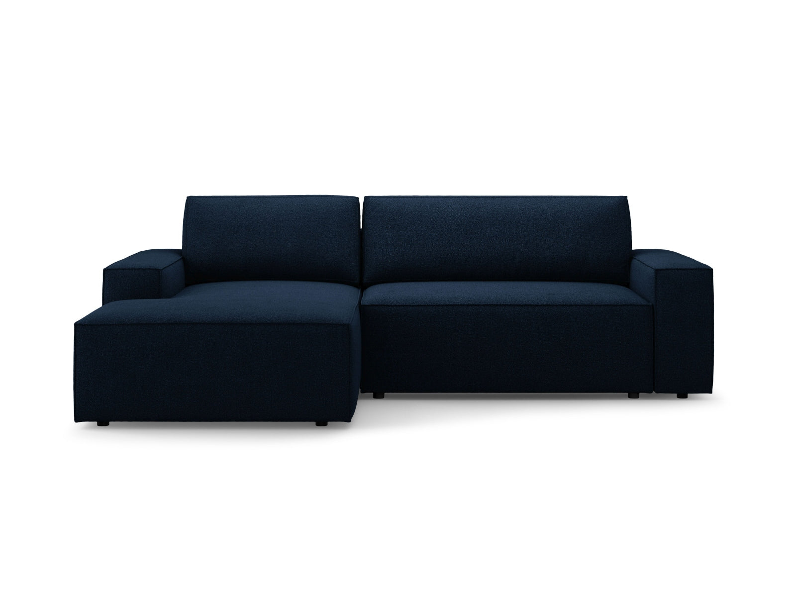 Jodie Boucle Ecksofa links mit Schlaffunktion und Stauraumbox 3 Sitzer in Dark Blue-Baloo präsentiert im Onlineshop von KAQTU Design AG. Bettsofa links ist von Micadoni