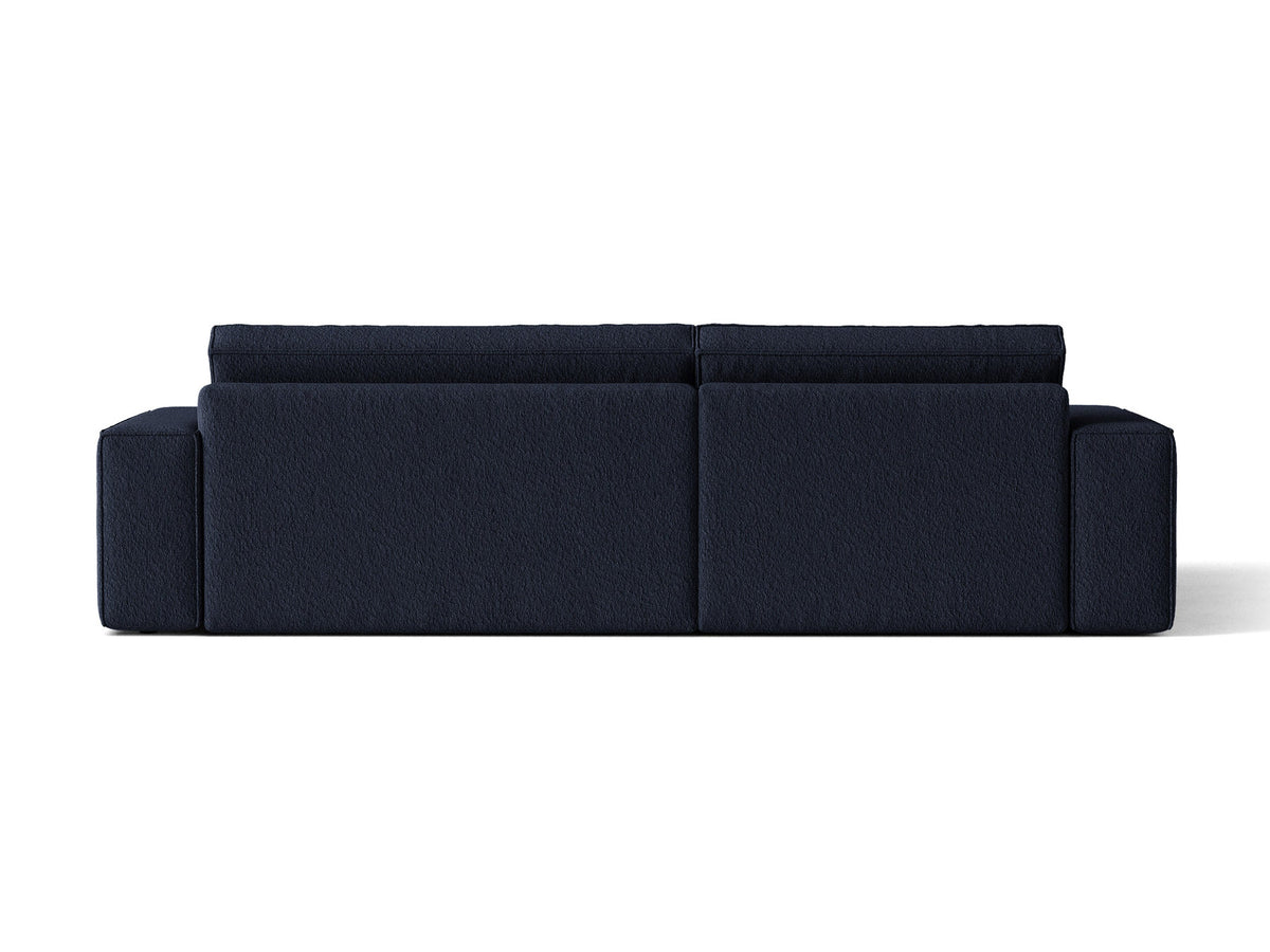 Jodie Boucle Ecksofa links mit Schlaffunktion und Stauraumbox 3 Sitzer in Dark Blue-Baloo präsentiert im Onlineshop von KAQTU Design AG. Bettsofa links ist von Micadoni