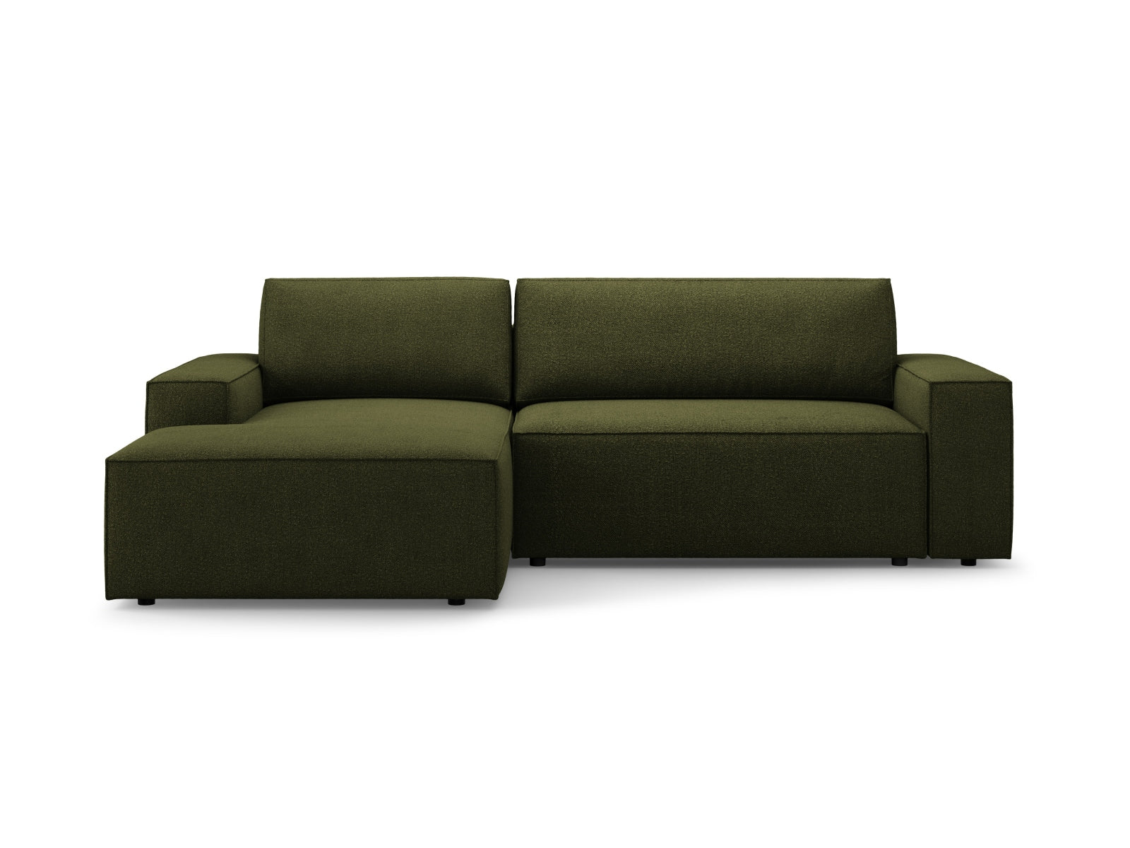 Jodie Boucle Ecksofa links mit Schlaffunktion und Stauraumbox 3 Sitzer in Dark Olive Green-Baloo präsentiert im Onlineshop von KAQTU Design AG. Bettsofa links ist von Micadoni