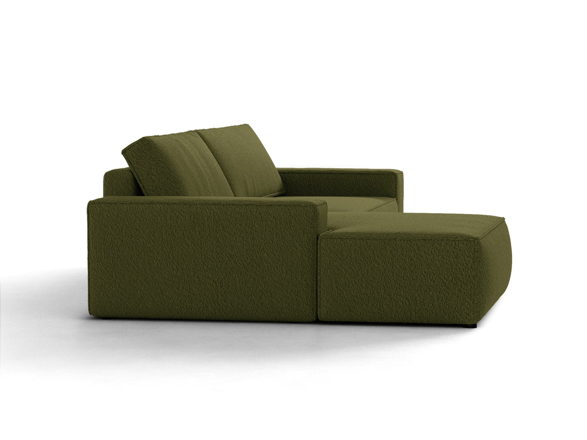 Jodie Boucle Ecksofa links mit Schlaffunktion und Stauraumbox 3 Sitzer in Dark Olive Green-Baloo präsentiert im Onlineshop von KAQTU Design AG. Bettsofa links ist von Micadoni