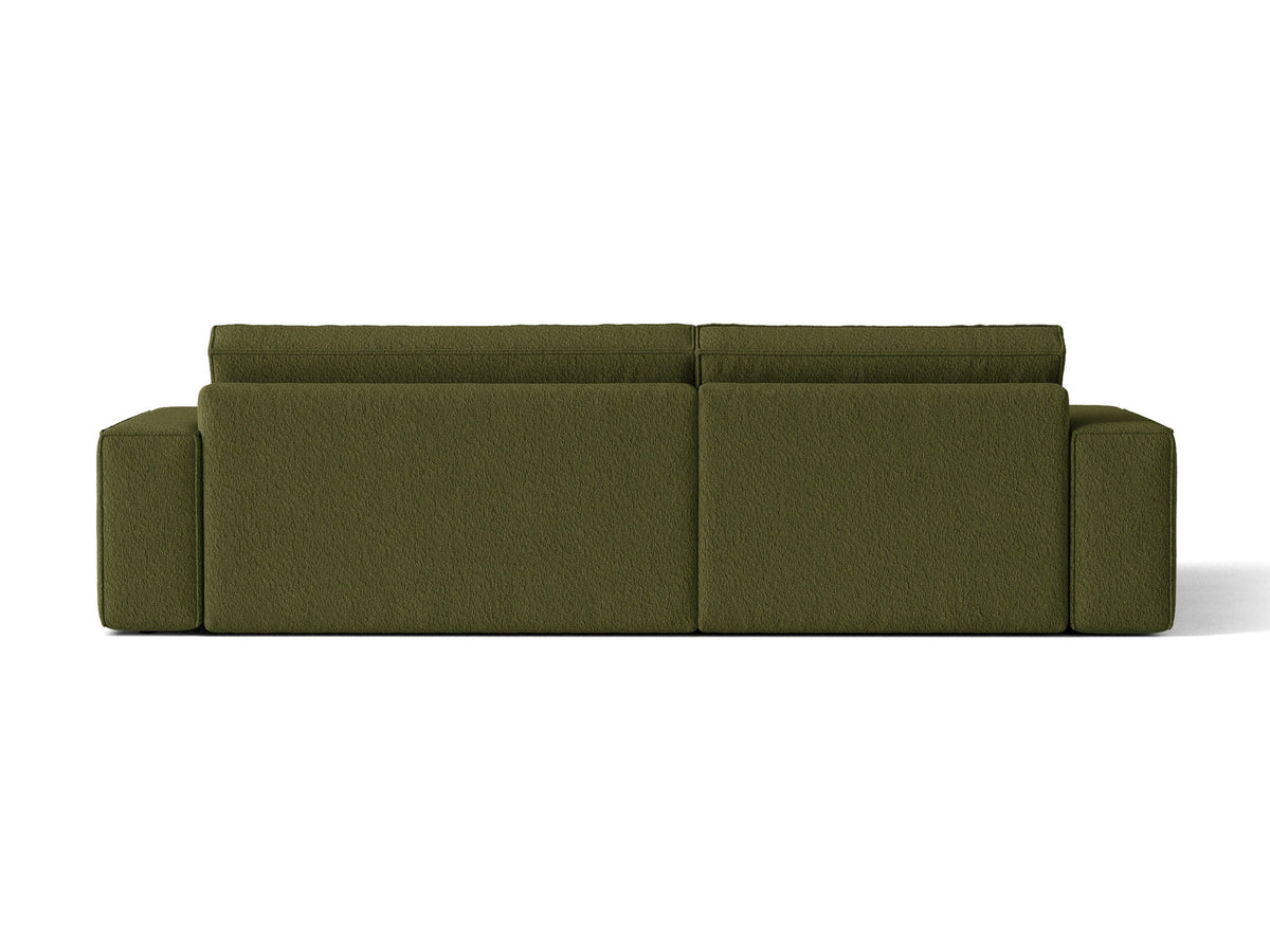 Jodie Boucle Ecksofa links mit Schlaffunktion und Stauraumbox 3 Sitzer in Dark Olive Green-Baloo präsentiert im Onlineshop von KAQTU Design AG. Bettsofa links ist von Micadoni