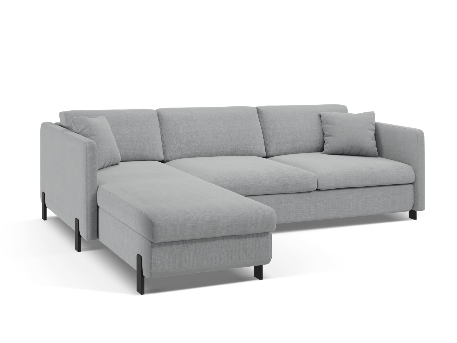 Elegantes, hellgraues Ecksofa von Micadoni, 5-Sitzer mit praktischer Schlaffunktion und integriertem Stauraum, perfekt für jedes Zuhause.