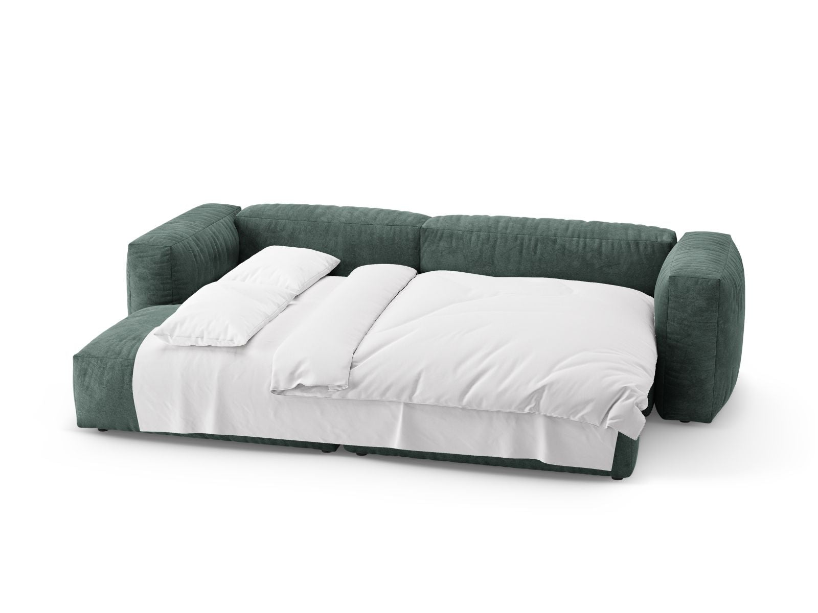 Modernes 4-Sitzer Ecksofa Martina in stilvollem Petrol-Vogue, perfekt für gemütliche Abende und als Schlafgelegenheit für Gäste.