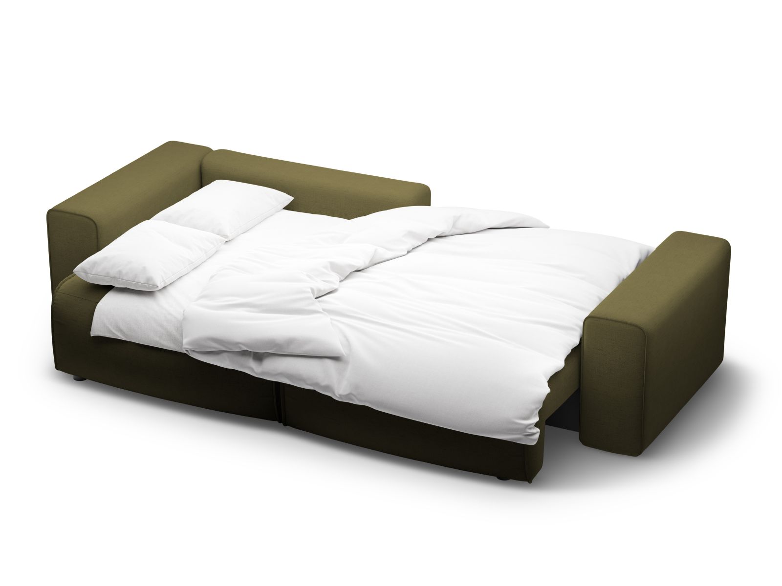 Modernes 3-Sitzer Ecksofa Victor in ansprechendem Grün, bietet Komfort und Funktionalität mit Schlaffunktion und integriertem Stauraum.
