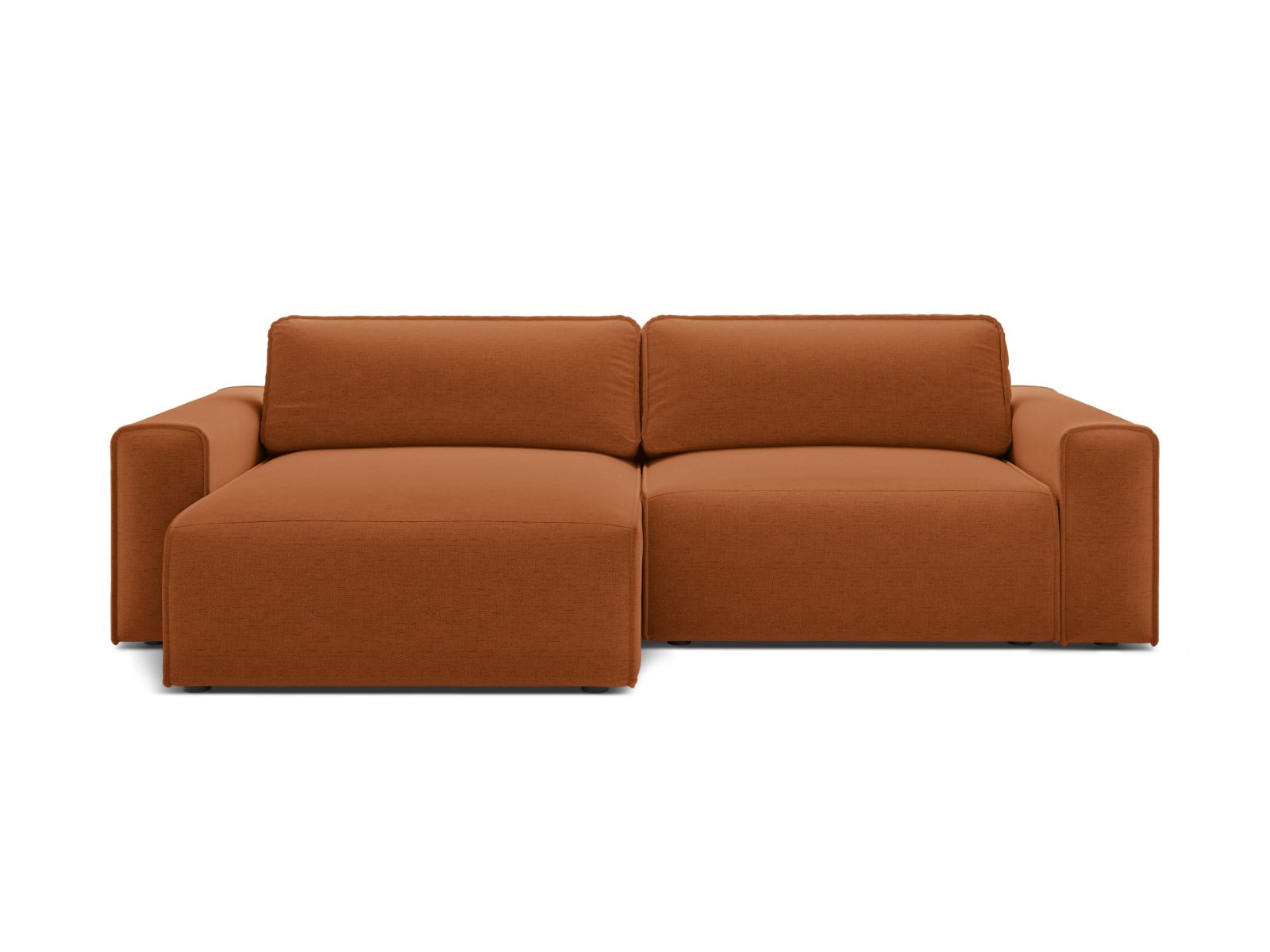3-Sitzer Ecksofa Victor mit Schlaffunktion und Stauraum, links in Brick-Moly präsentiert im Onlineshop von KAQTU Design AG. Bettsofa links ist von Micadoni