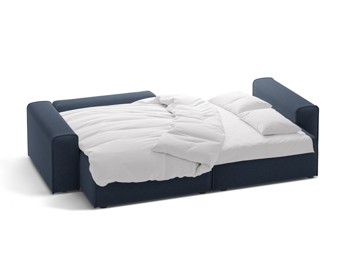 3-Sitzer Ecksofa Victor mit Schlaffunktion und Stauraum, links in Royal Blue-Moly präsentiert im Onlineshop von KAQTU Design AG. Bettsofa links ist von Micadoni