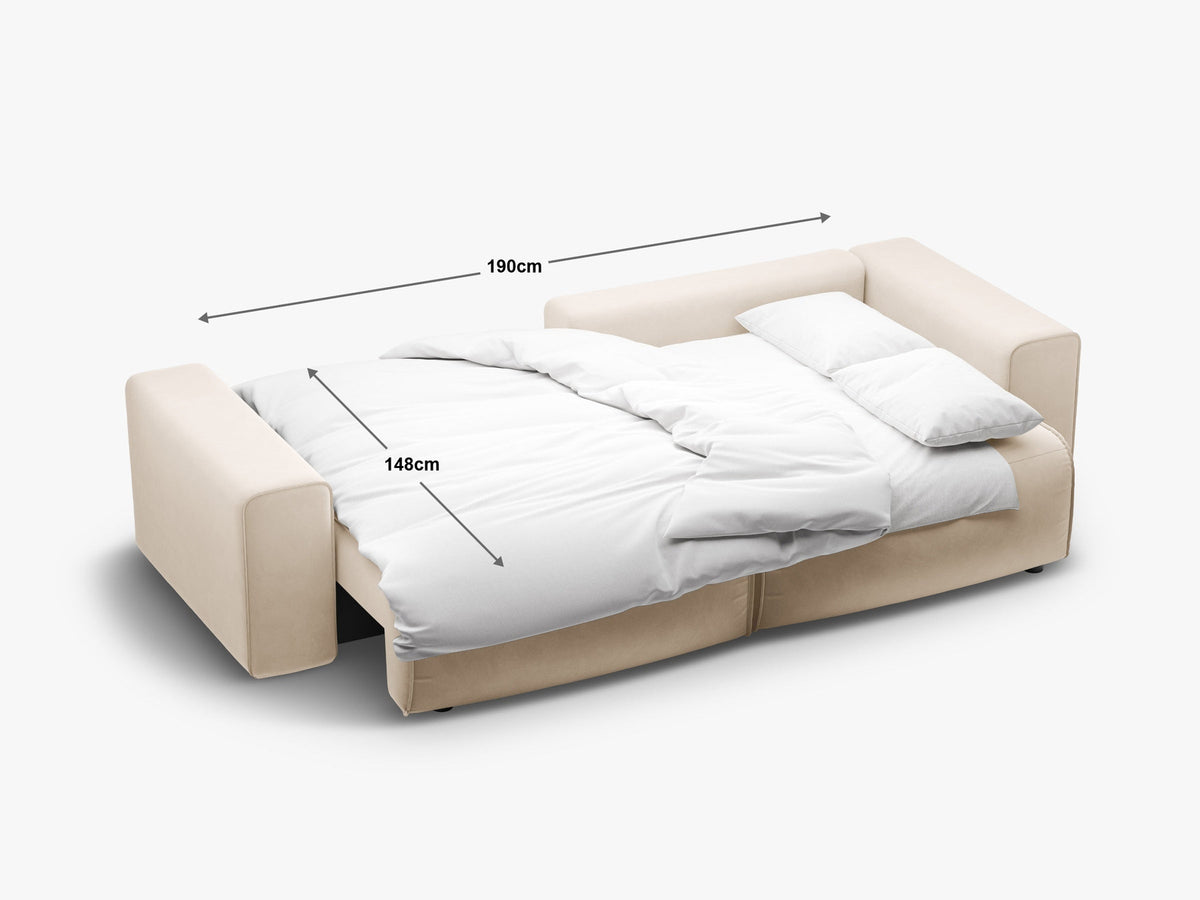 3-Sitzer Ecksofa Victor mit Schlaffunktion und Stauraum, links in Royal Blue-Moly präsentiert im Onlineshop von KAQTU Design AG. Bettsofa links ist von Micadoni