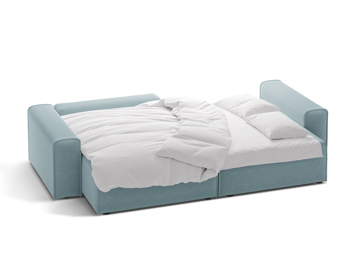 3-Sitzer Ecksofa Victor mit Schlaffunktion und Stauraum, links in Light Blue-Moly präsentiert im Onlineshop von KAQTU Design AG. Bettsofa links ist von Micadoni