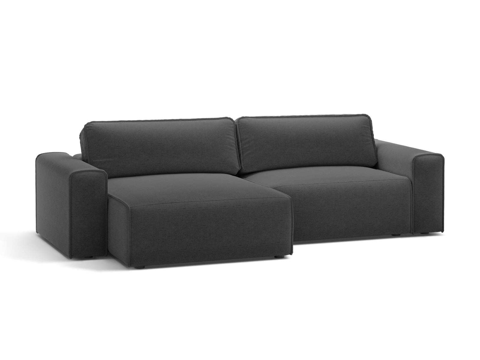 Stylisches 3-Sitzer Ecksofa Victor in Anthrazit mit praktischer Schlaffunktion und Stauraum, ideal für moderne Wohnräume.