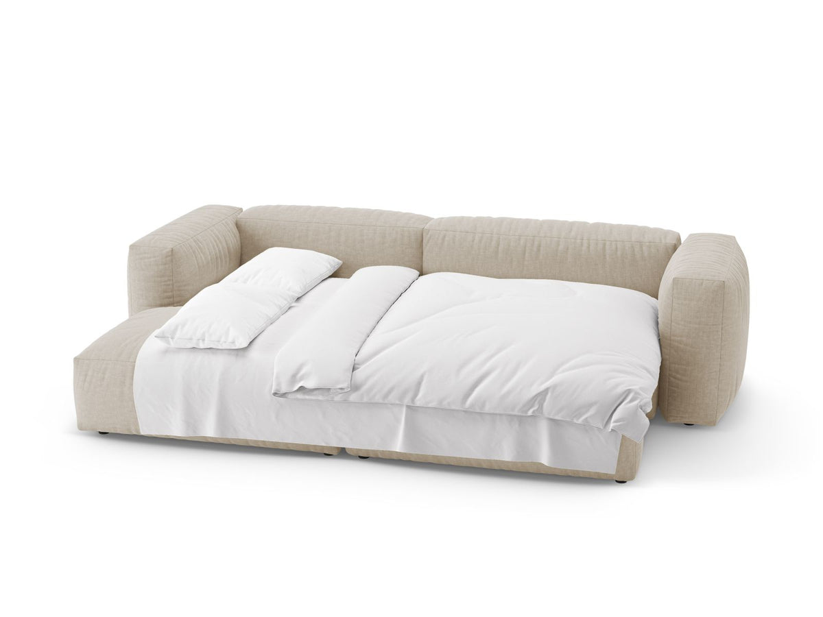 4-Sitzer Ecksofa links mit Bettfunktion Martina in Light Beige-Boston präsentiert im Onlineshop von KAQTU Design AG. Bettsofa links ist von Micadoni