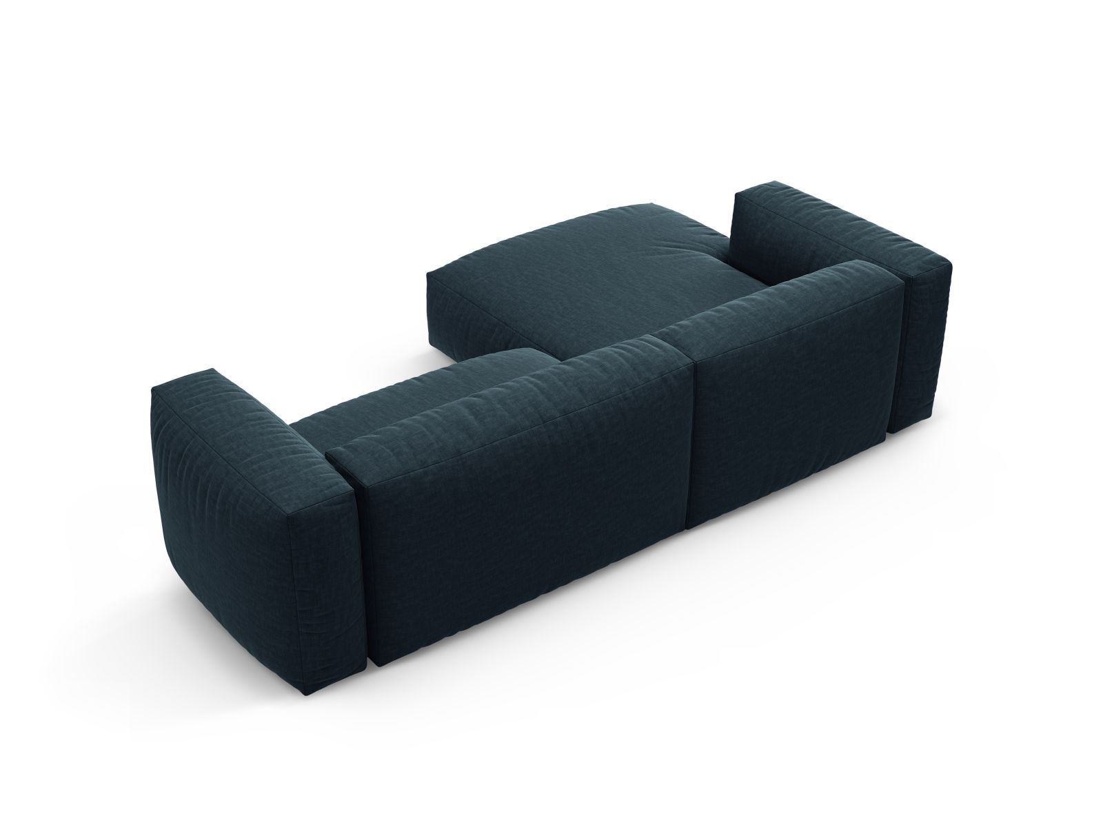 Stylisches 4-Sitzer Ecksofa links Martina in Blue Jeans-Boston, ideal für Wohnräume, bietet zusätzlichen Schlafplatz und modernen Komfort.