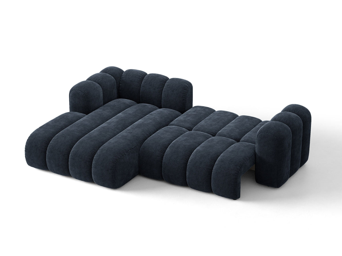 Lupine Ecksofa mit Bettfunktion und Stauraum links, Bezug aus Stoff Eden in Leichtes beige, schwarze Kunststoffbeine, Ecksofa-Form von Micadoni.