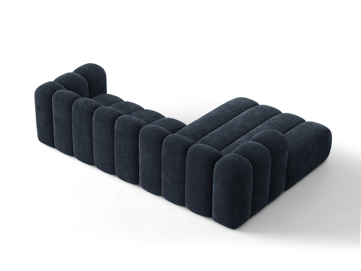 Lupine Ecksofa mit Bettfunktion und Stauraum links, Bezug aus Stoff Eden in Leichtes beige, schwarze Kunststoffbeine, Ecksofa-Form von Micadoni.
