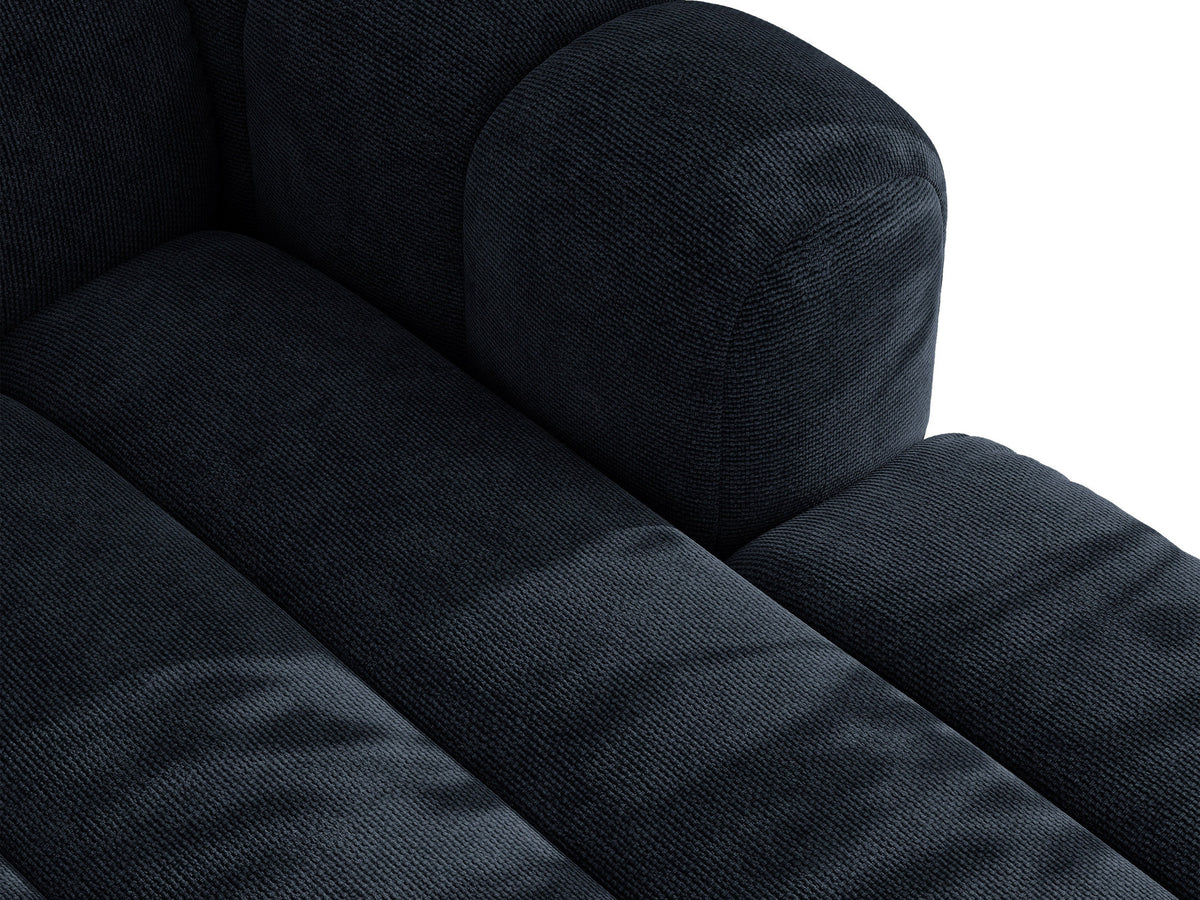 Lupine Ecksofa mit Bettfunktion und Stauraum links, Bezug aus Stoff Eden in Leichtes beige, schwarze Kunststoffbeine, Ecksofa-Form von Micadoni.